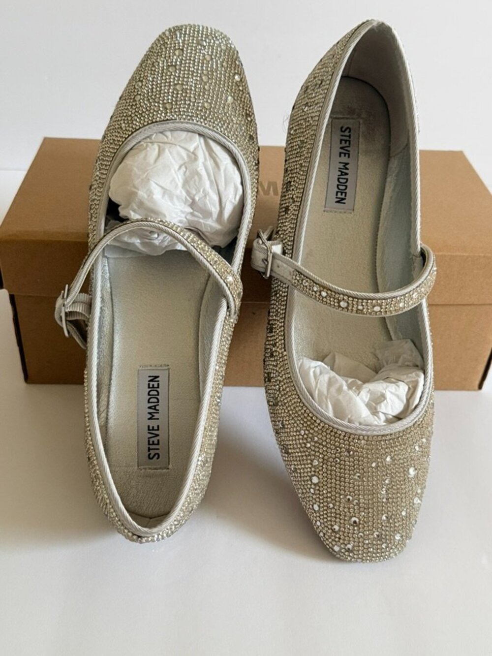 NWT Steve Madden Ballard-R Rhinestone Mary Jane Flats Size 10